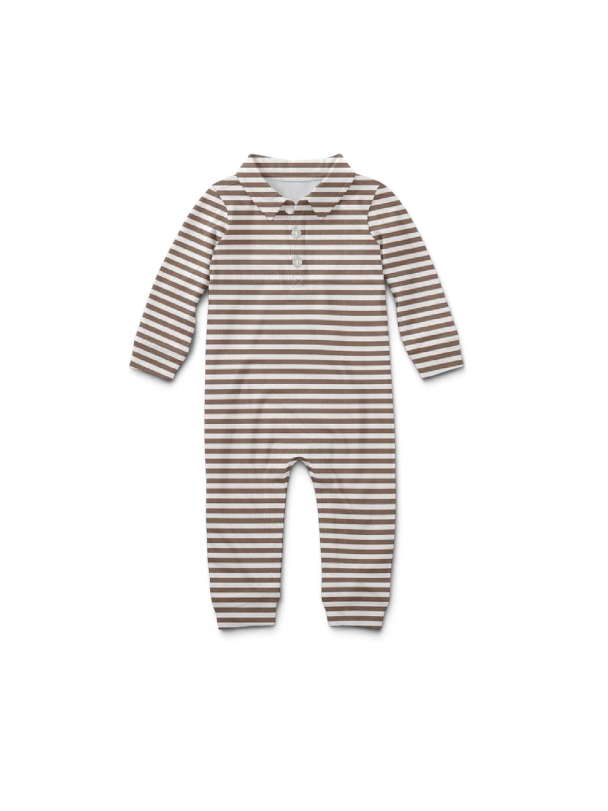 Chocolate Stripes - Sweatshirt Polo Romper