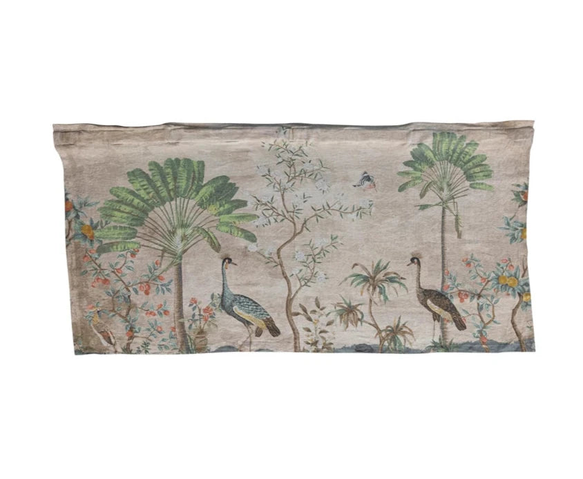 linen wall hanging bird landscape