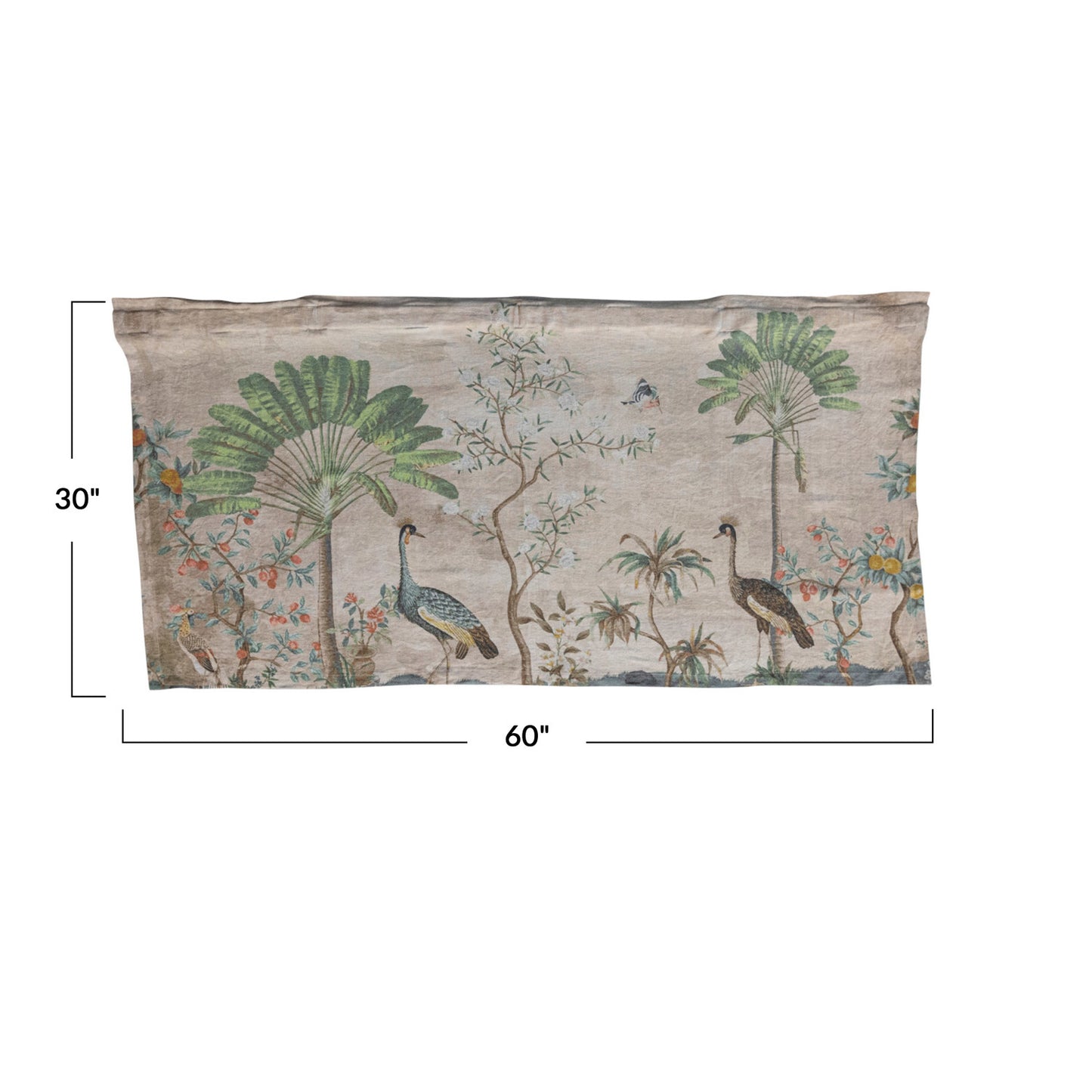 linen wall hanging bird landscape