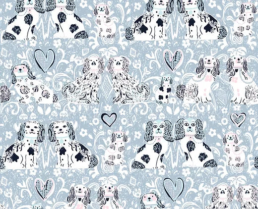 Foo Dogs Lt Blue Throw/Baby Blanket