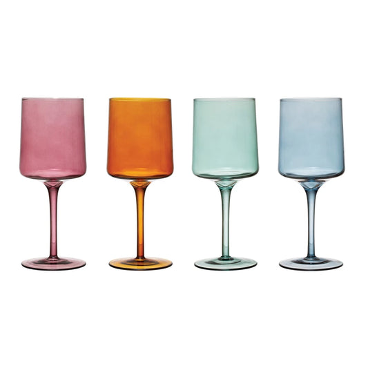 Stemmed Wine Glass 4 Colors Set