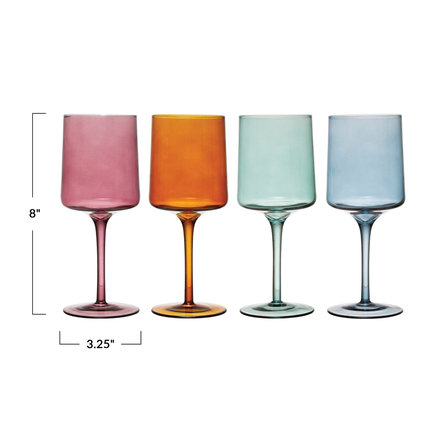 Stemmed Wine Glass 4 Colors Set