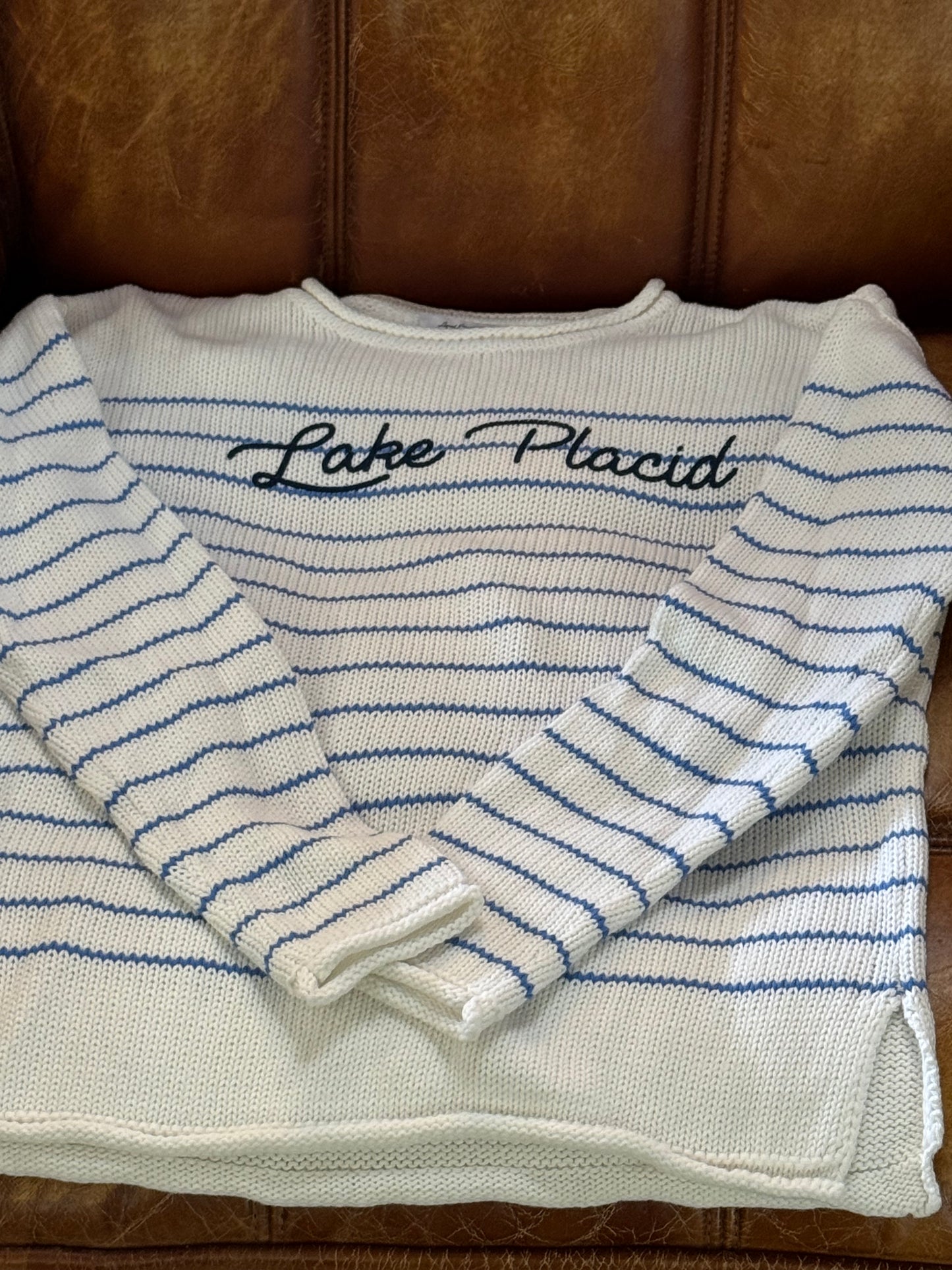 Lake Placid Cotton Poplin Sweater - Blue Stripe