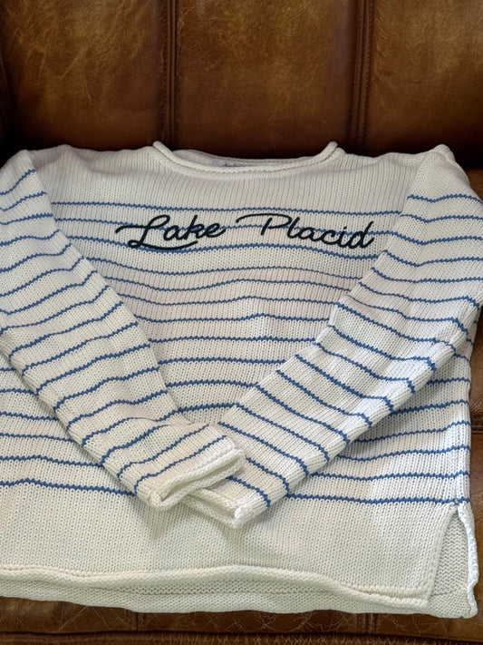 Lake Placid Cotton Poplin Sweater - Blue Stripe