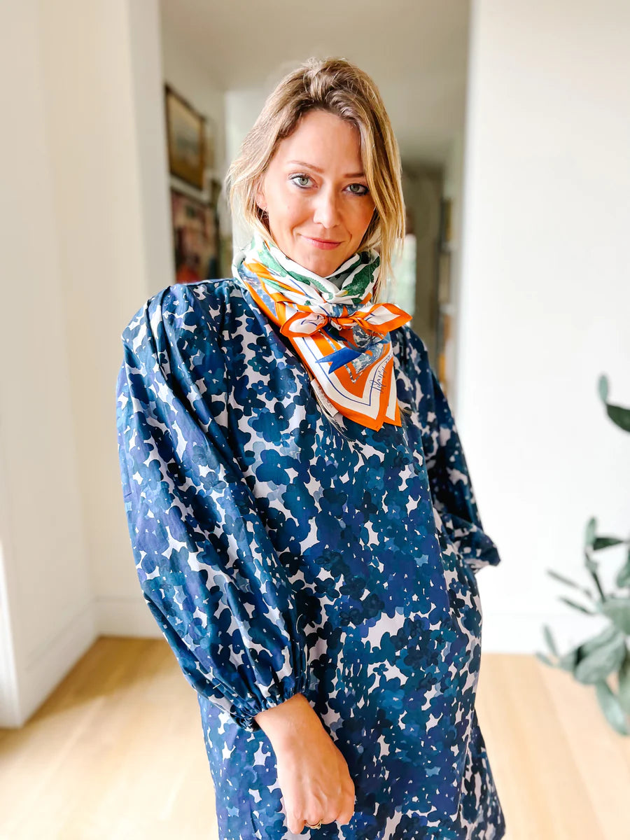 Orange/Blue Alligator Silk  Scarf