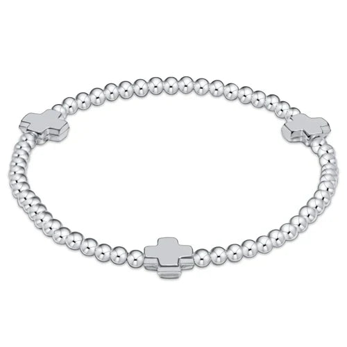 Signature Cross Stering Pattern 3mm Bead Bracelet