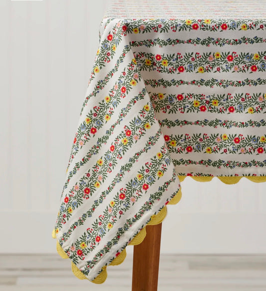 Rosette Stripe Cotton Tablecloth 70X108