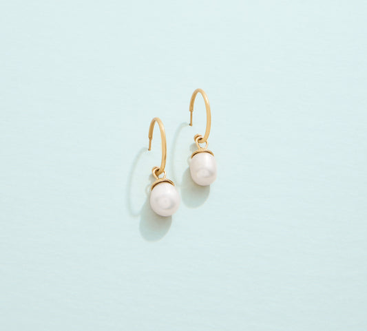 Bluffton Pearl Convertible Hoop Earrings Pearl