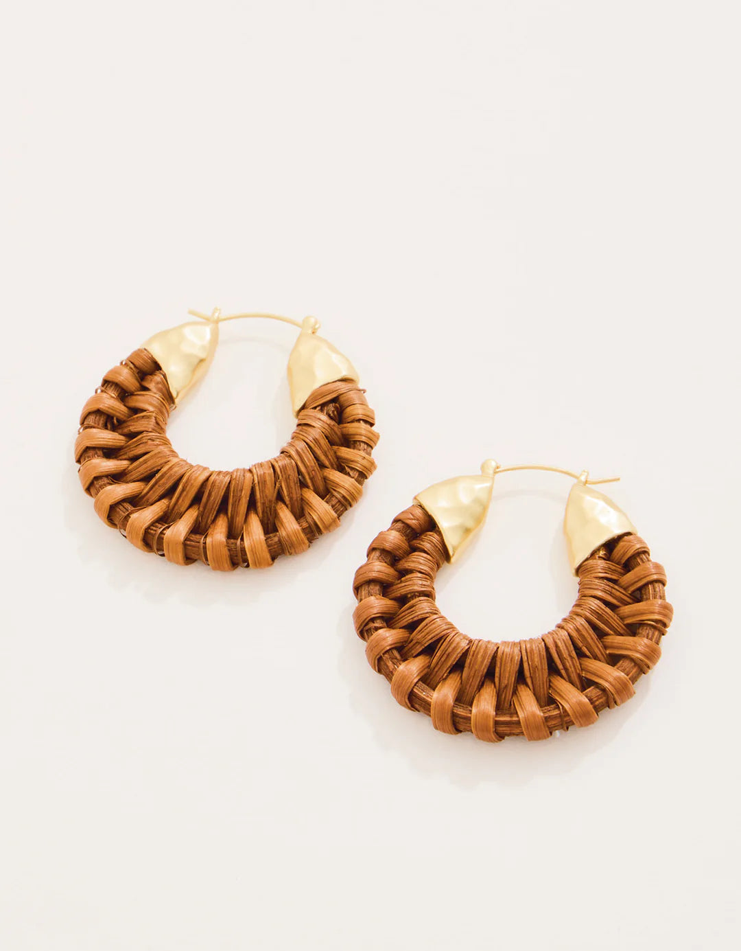 Wicker Hoop Earrings Brown