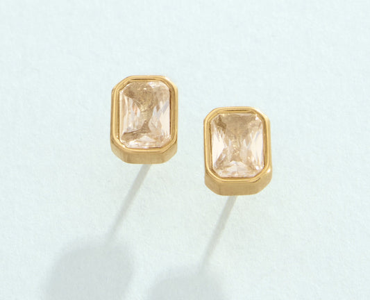 Columbia Square Stud Earrings Crystal