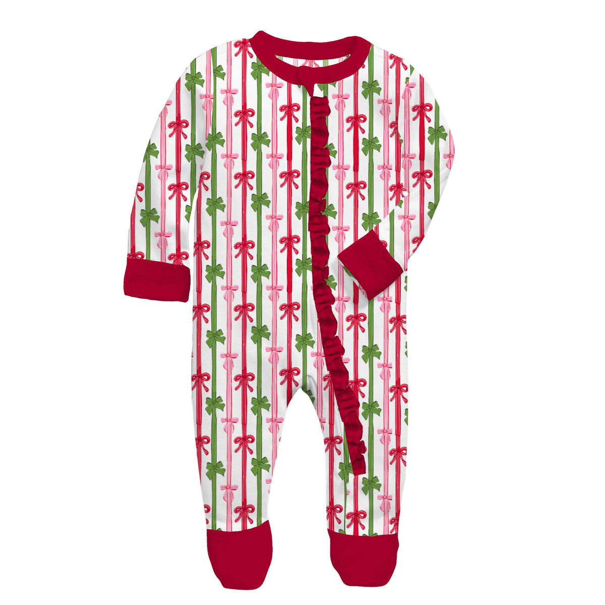 Baby Bow-tiful Christmas Bamboo Zip Onsie