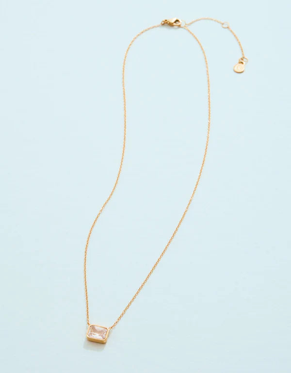 Columbia Square Necklace 16" Crystal