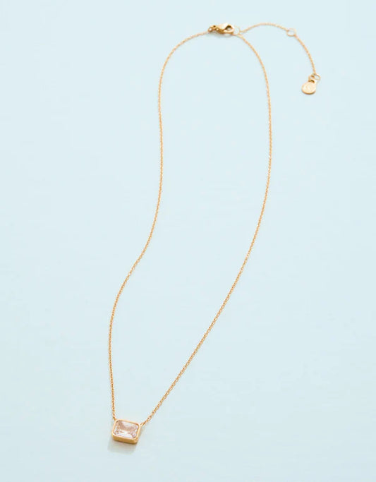 Columbia Square Necklace 16" Crystal