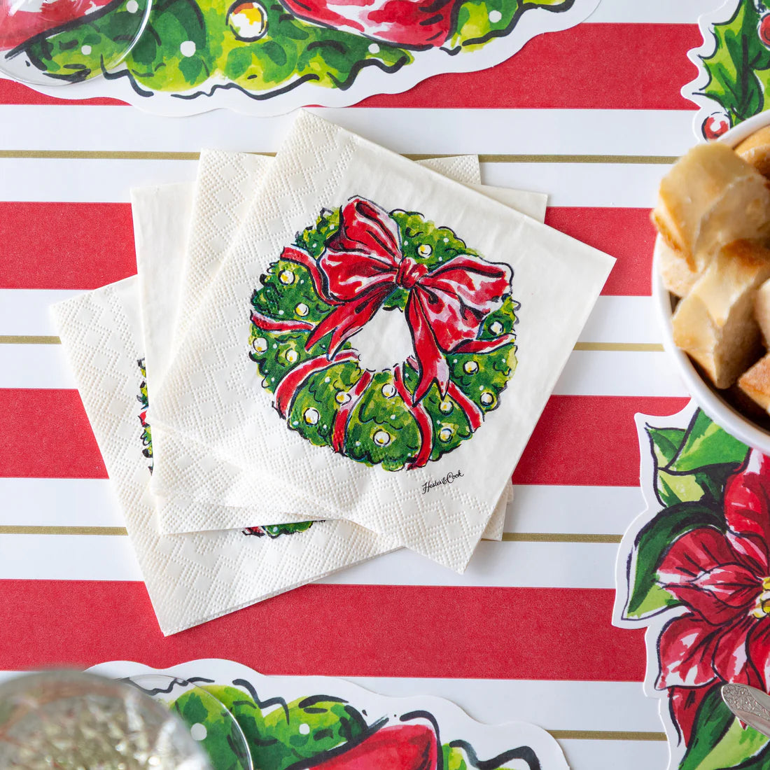 Holiday Wreath Cocktail Napkin