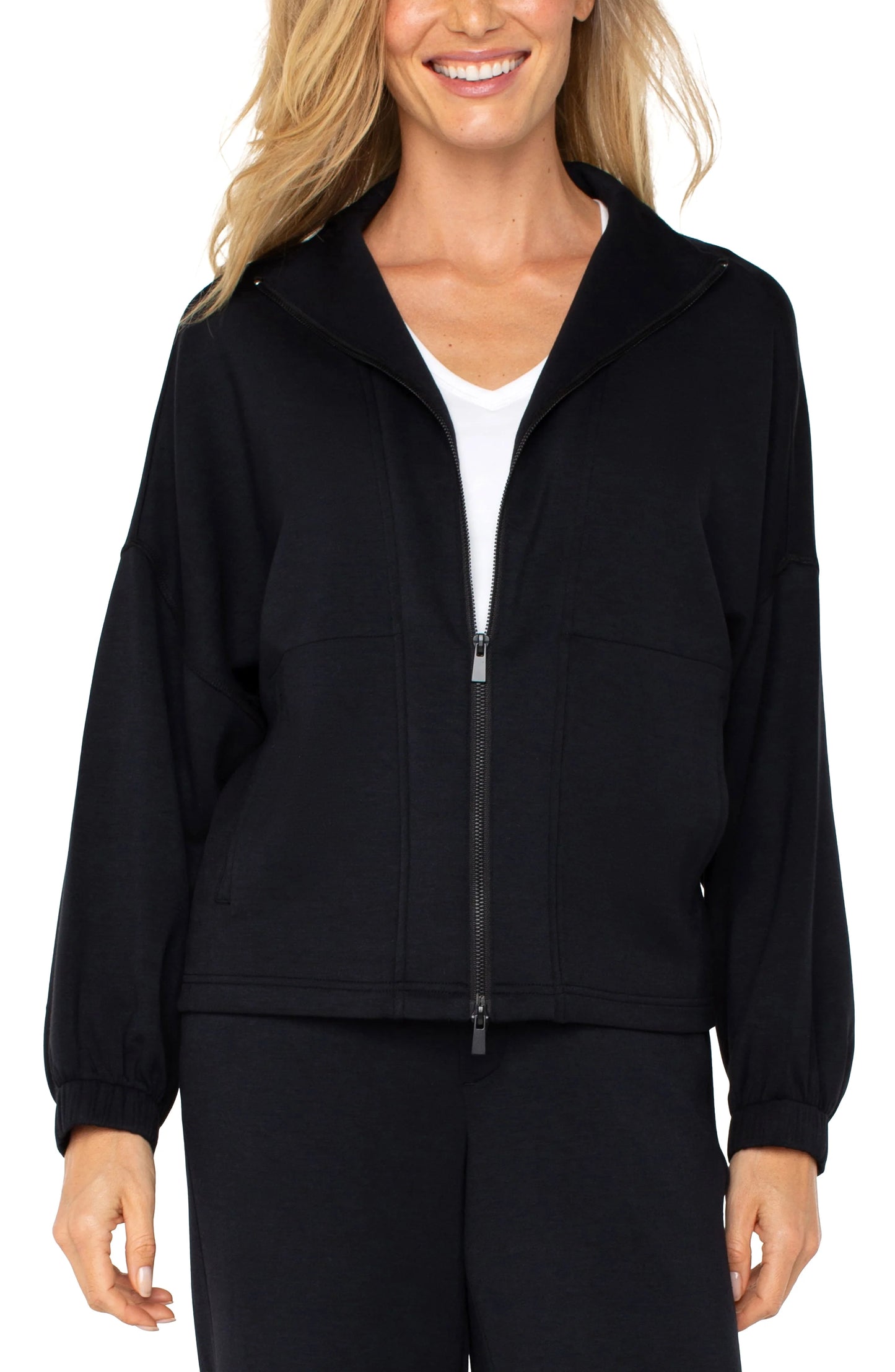 Zip Up Funnel Neck Jacket Black