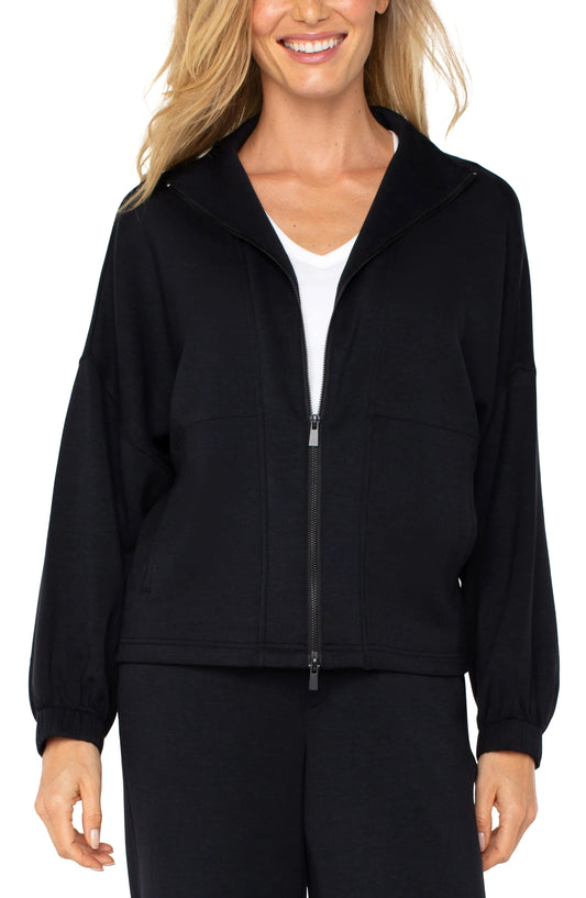 Zip Up Funnel Neck Jacket Black