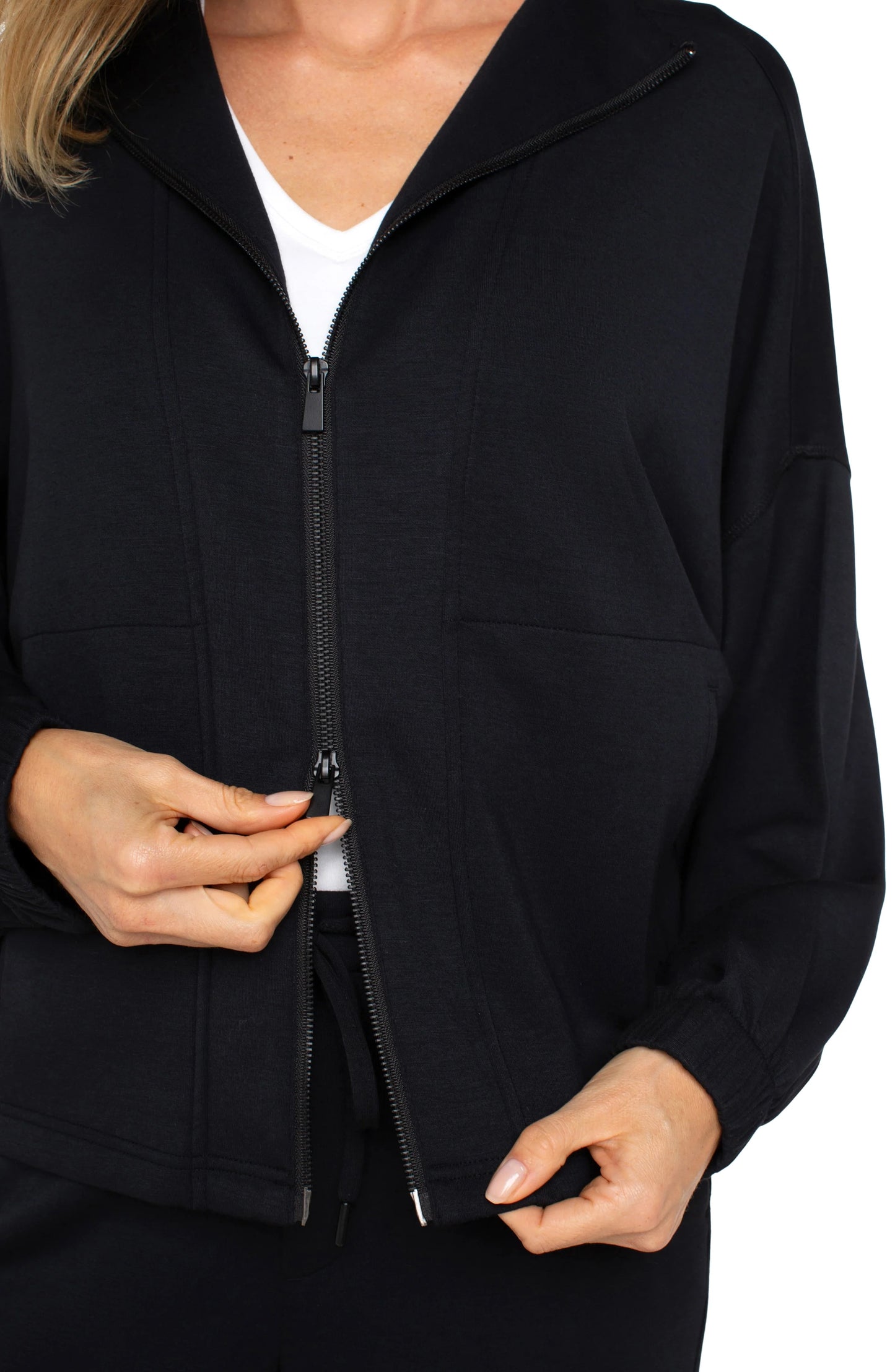 Zip Up Funnel Neck Jacket Black