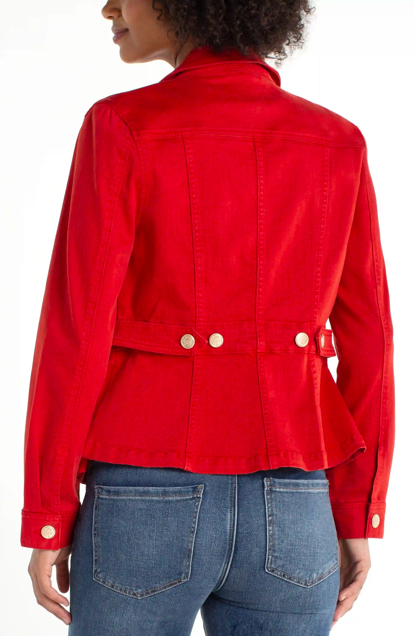 Peplum Jacket With Tab Detail - Red