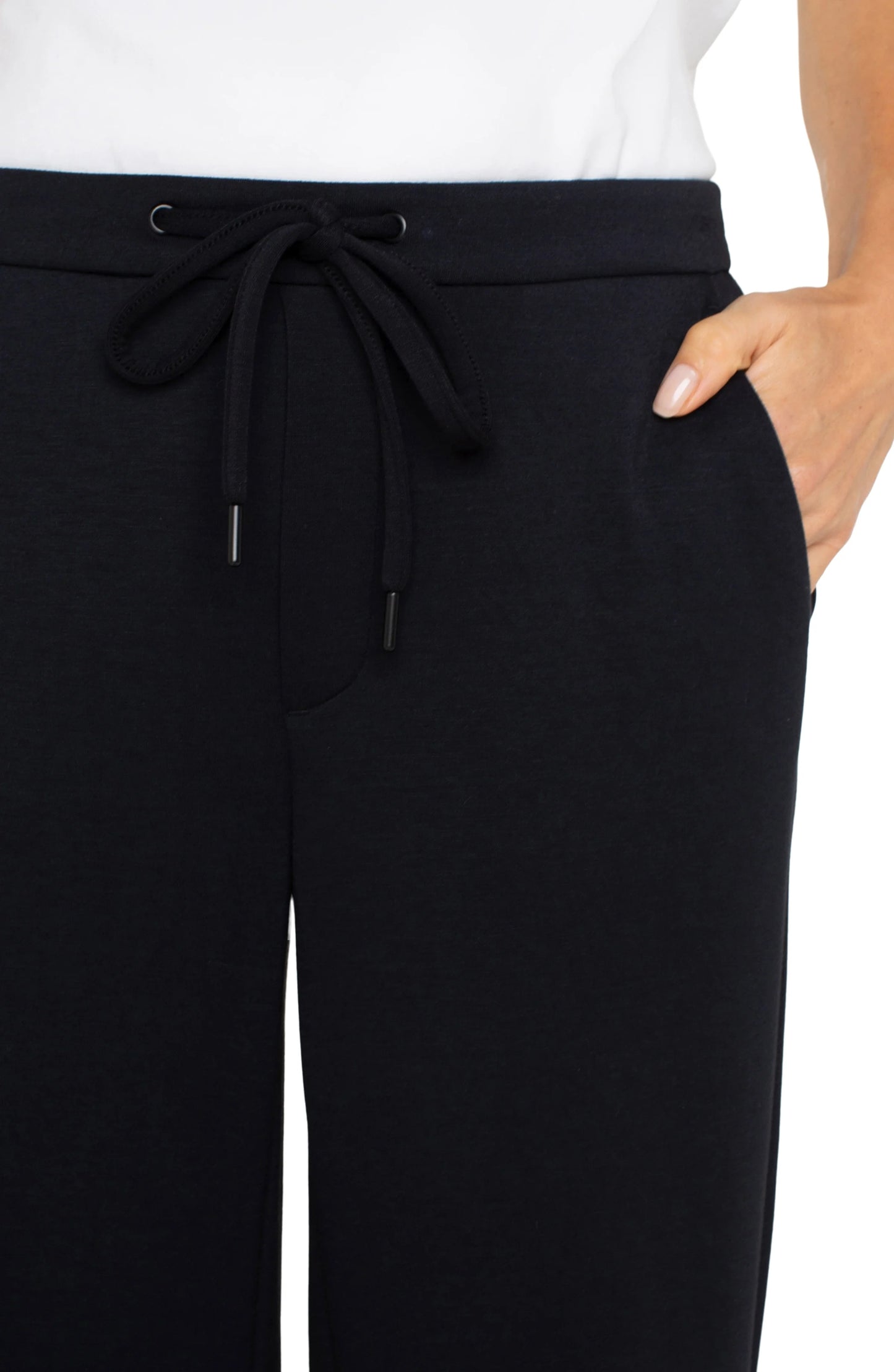 Pull-on Wide Leg Crop Trouser Black