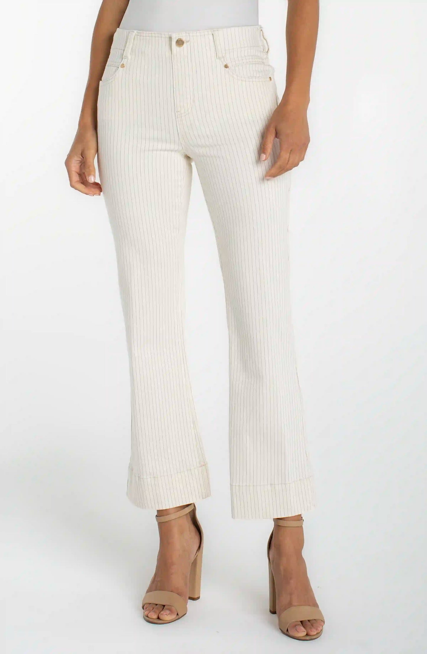 The Gia Glider® Crop Flare With Wide Hem- Nautical Stripe