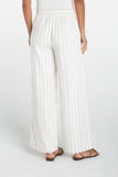 Pull-on Wide Leg Pant- Cream with Blue