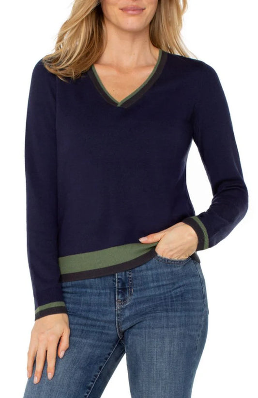 Colorblock Sweater Navy Green