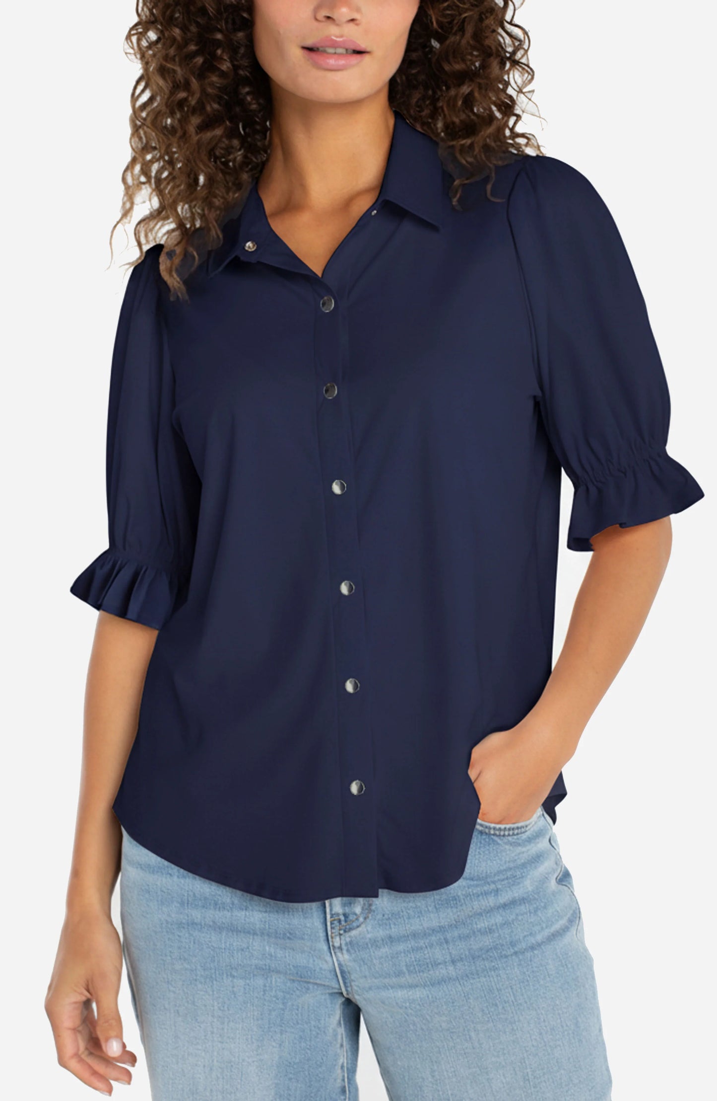 Snap Front Knit Shirt Navy Ink
