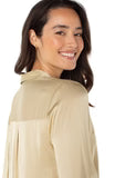 Long Sleeve Button Front Woven Shirt Pale Gold