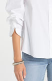 Adjustable Sleeve Button Front Woven Top