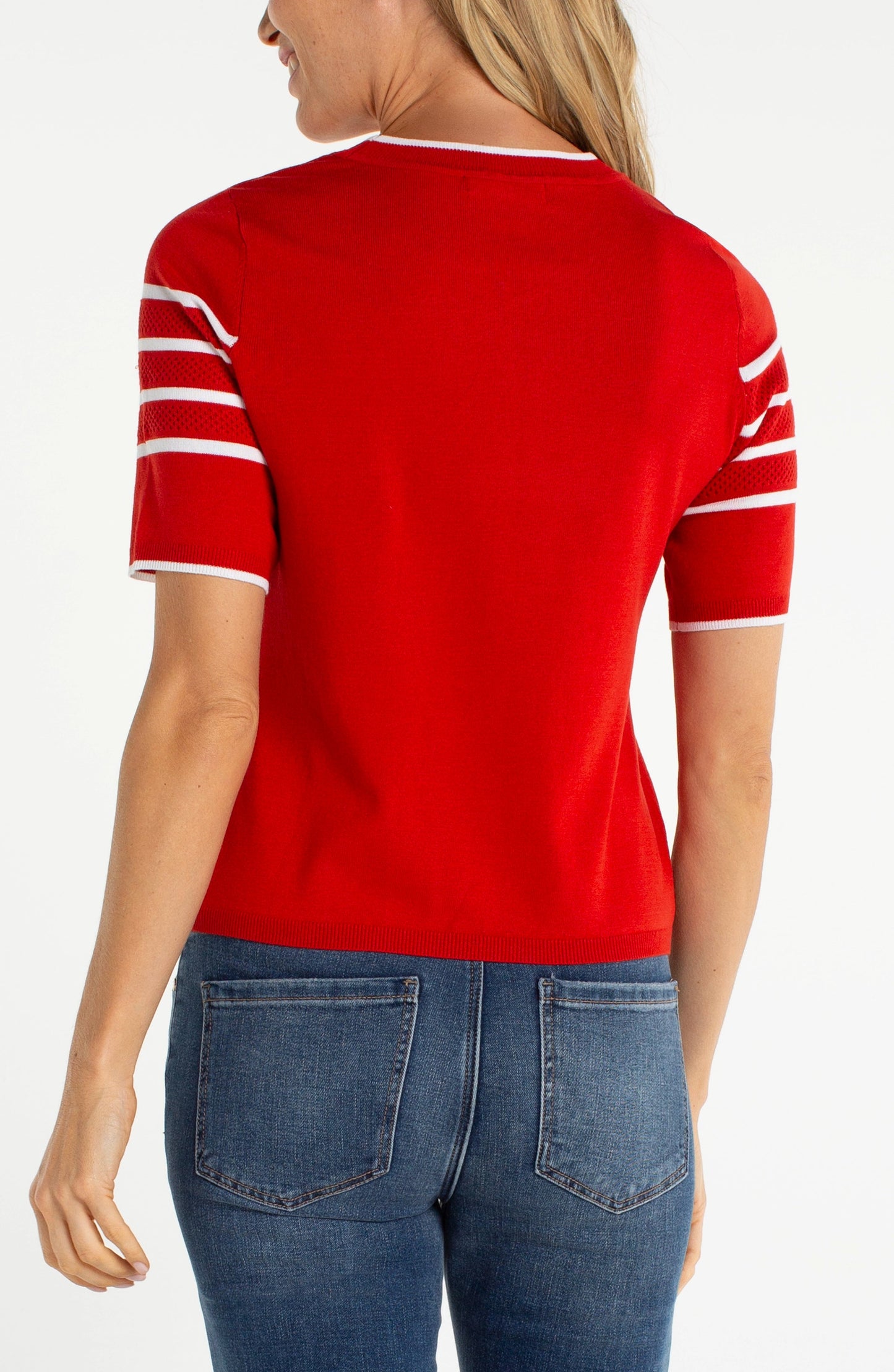 Short Sleeve Crew Neck Sweater Fire Brick