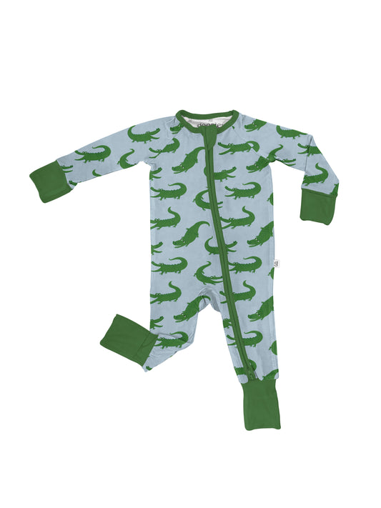 Long Sleeve Zip PJ - Blue Alligators