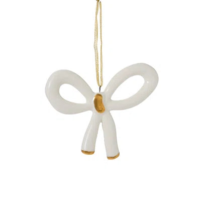 Luella Bow Ornament White/Gold