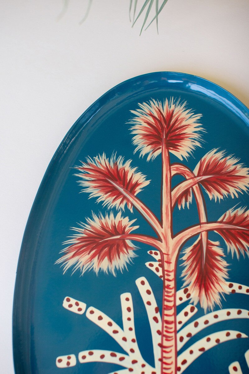 Handpainted Oval Trays with Botanical Designs