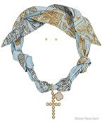 Cross and Clover Scarf Necklace