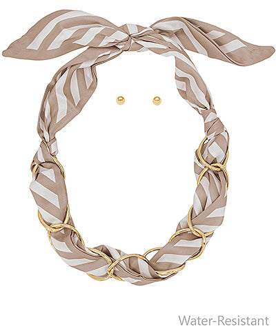 Stripe Pattern Link Scarf Necklace