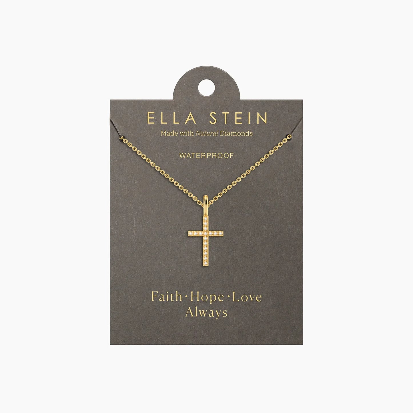 Waterproof Believe Cross Pendant Necklace Gold