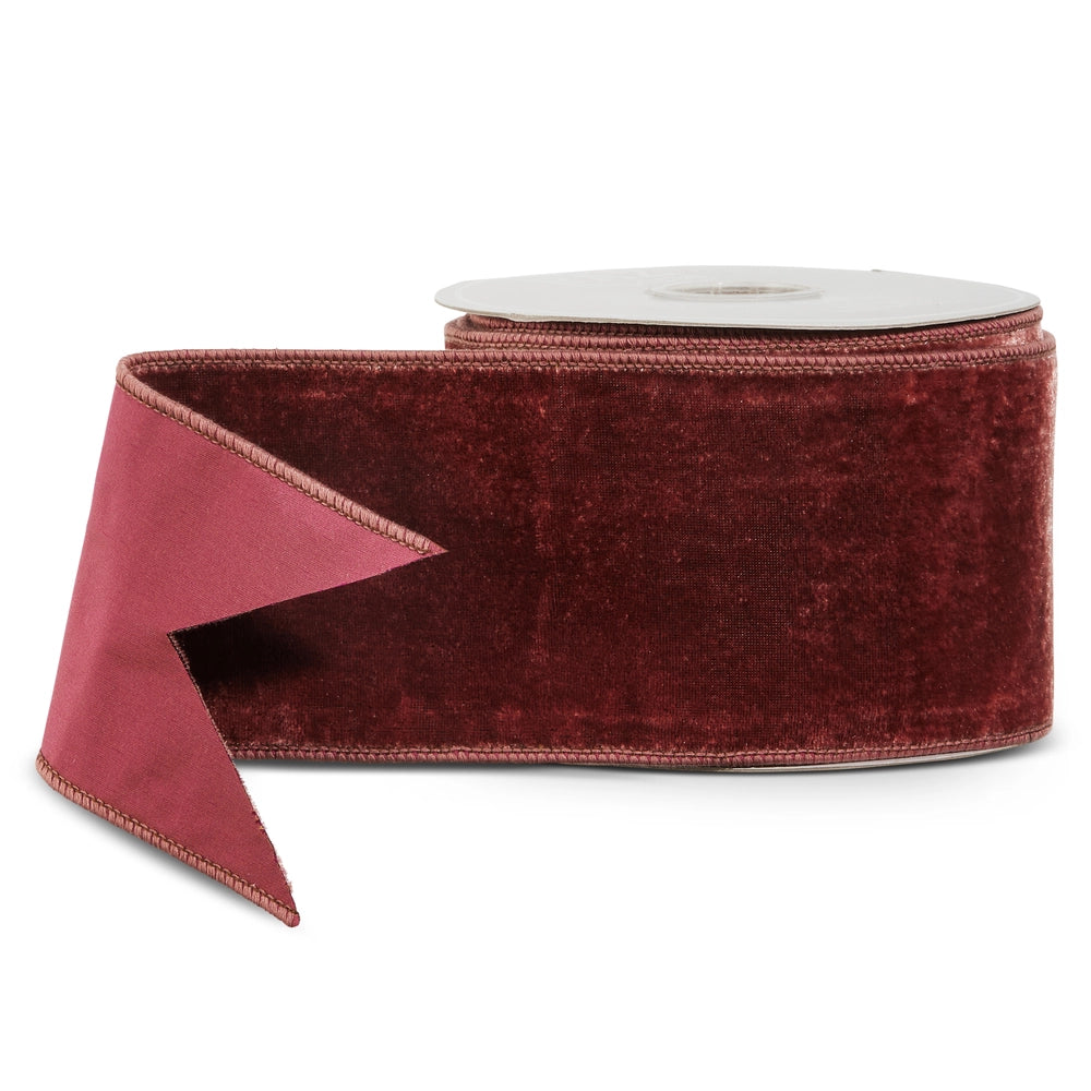 4" X 10 Yds Rust Rose Velvet Wired Ribbon