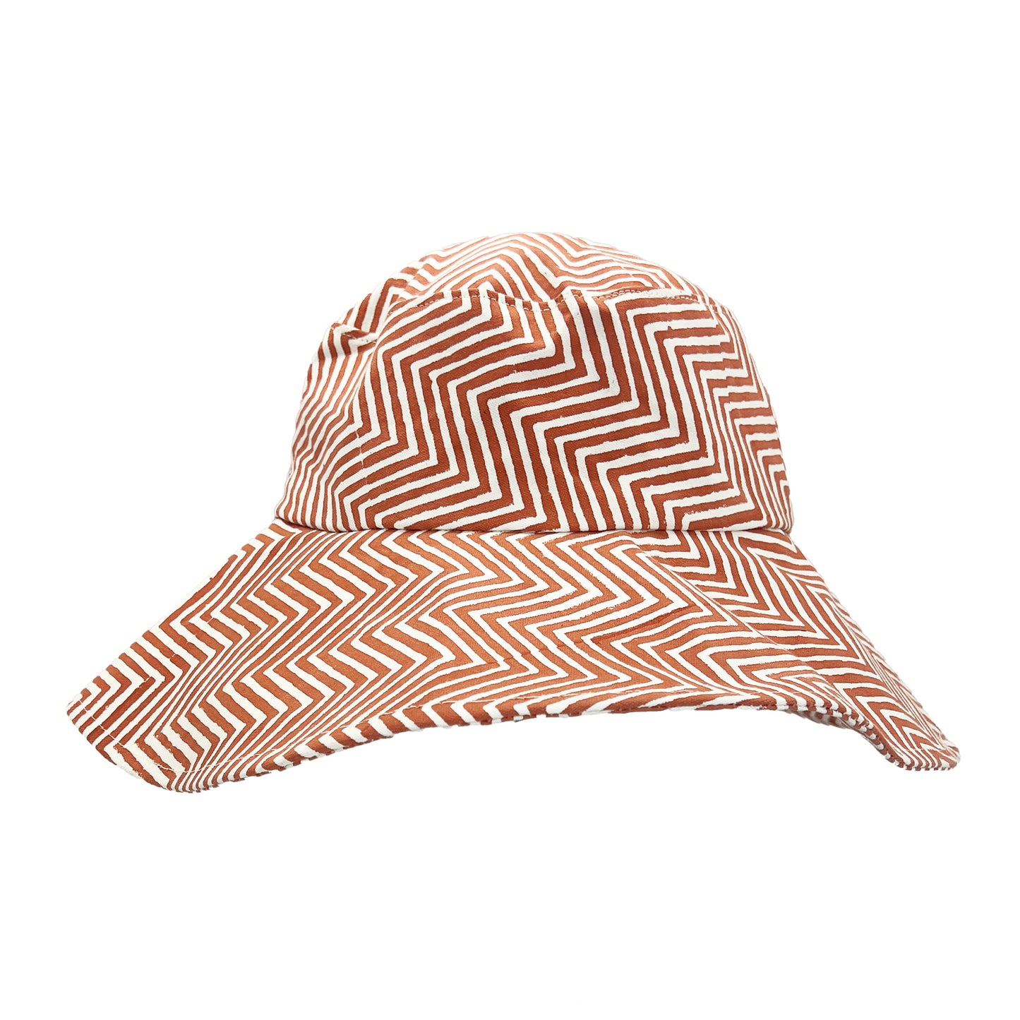 Block Printed Sun Hat - Rust Red