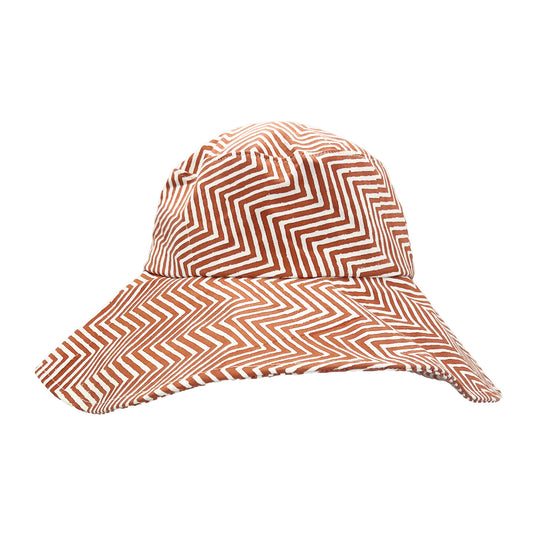 Block Printed Sun Hat - Rust Red