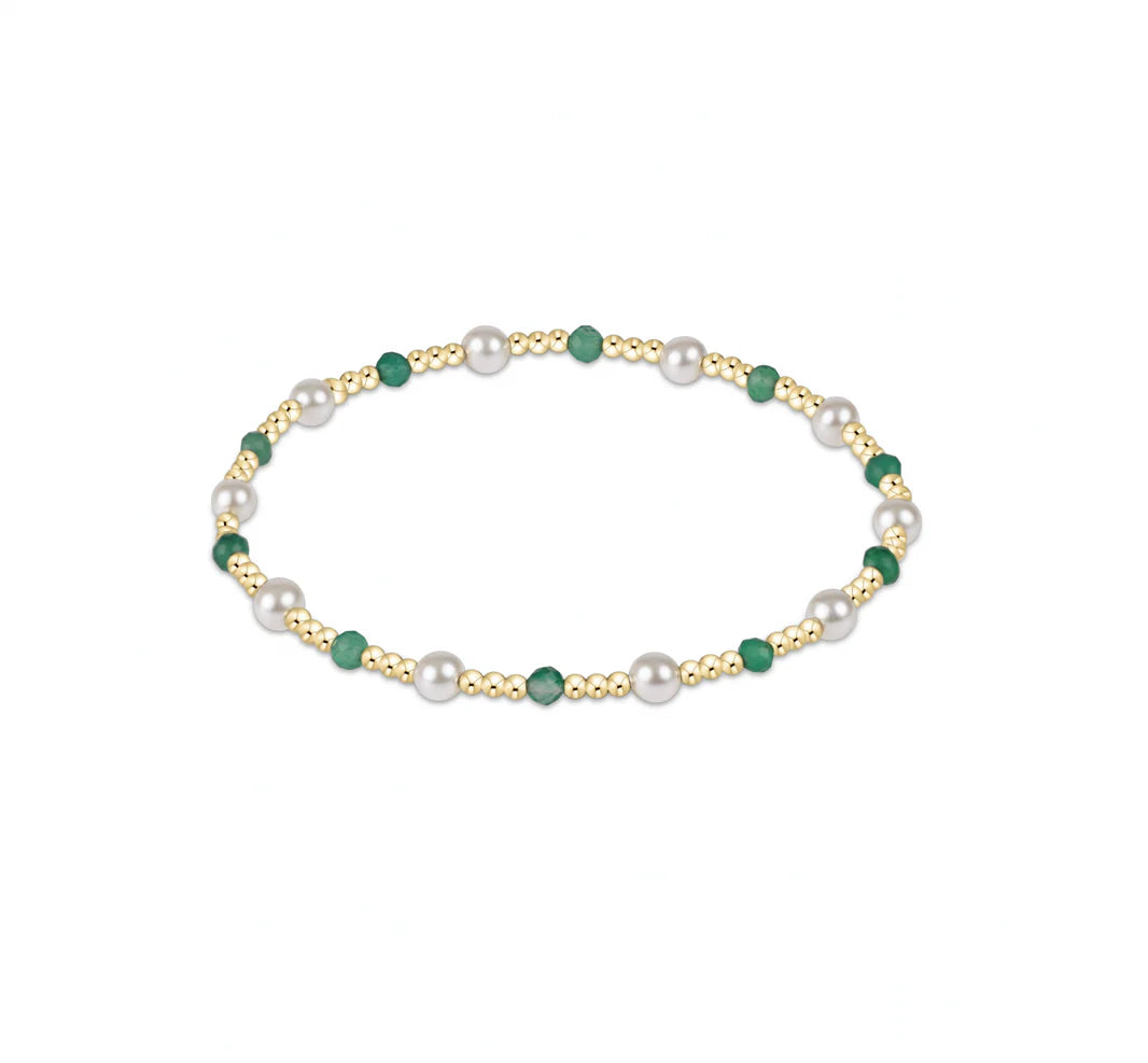 Pearl Sincerity Pattern 4mm Bead Bracelet - Green Onyx