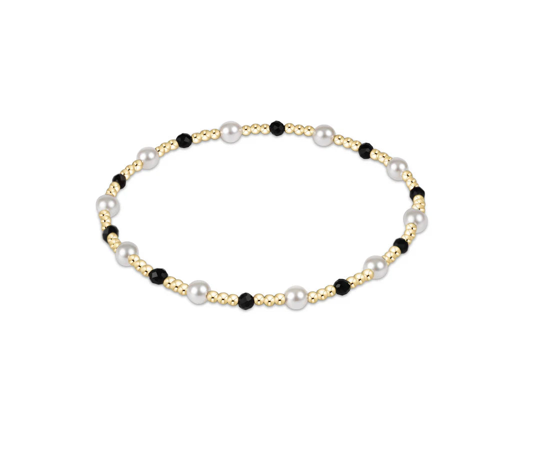 Pearl Sincerity Pattern 4mm Bead Bracelet - Faceted Onyx