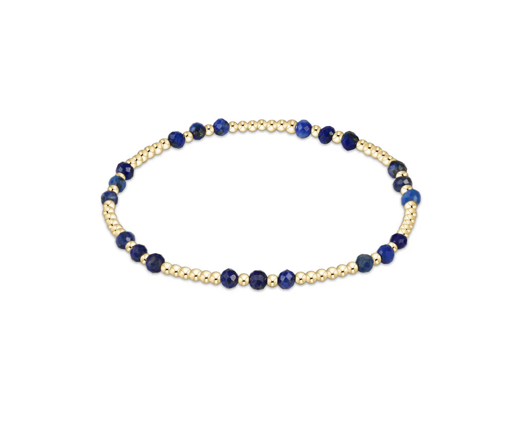 Extends Gemstone Gold Joy Pattern 3mm Bead Bracelet - Lapis