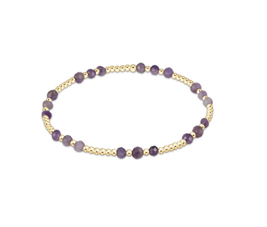 Gemstone Gold Joy Pattern 3mm Bead Bracelet - Amethyst
