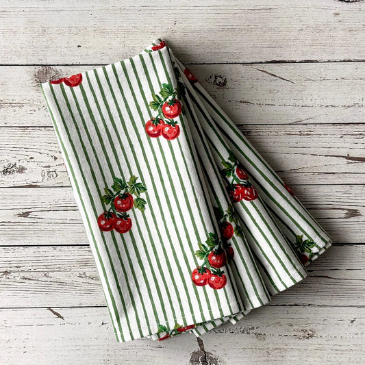 Striped Tomato Napkins Set 4