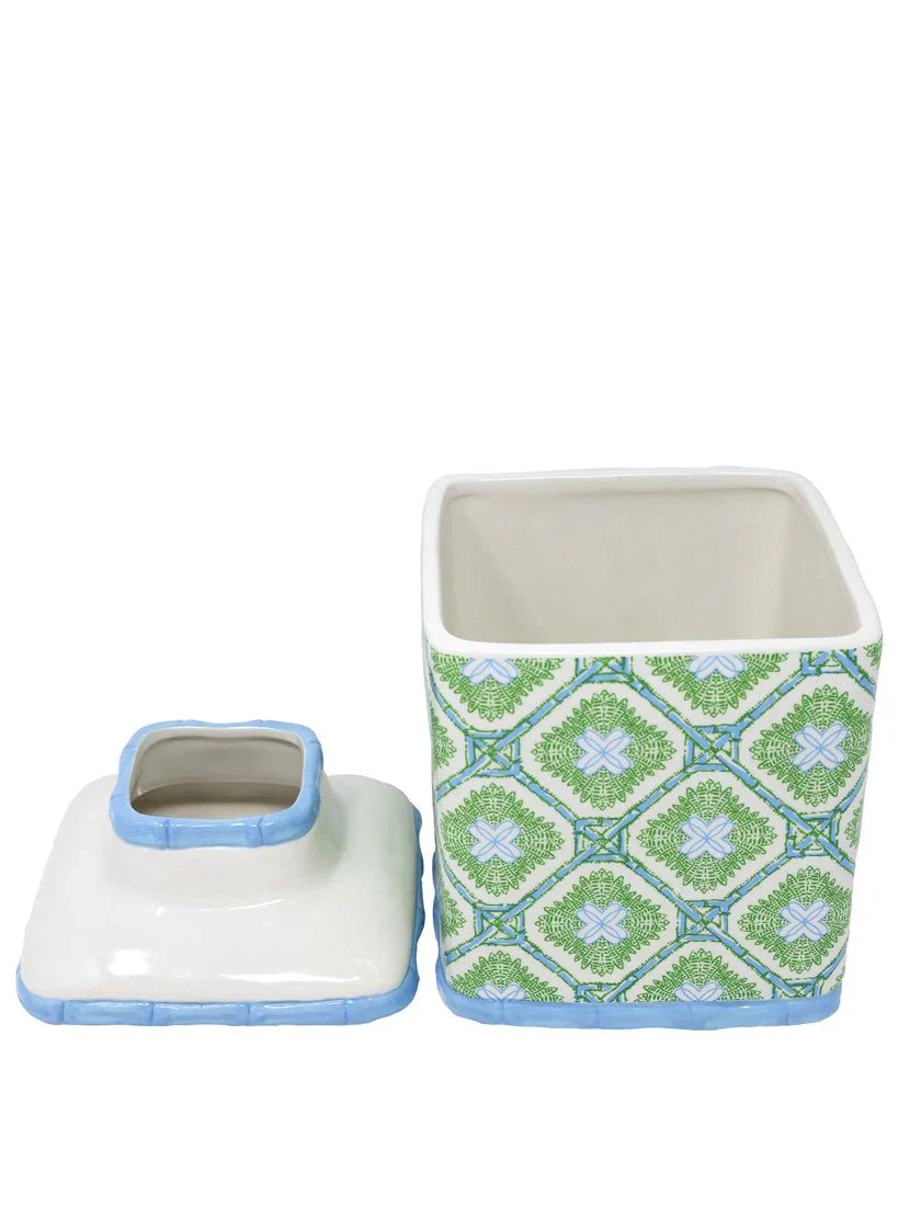 Lilly Pulitzer Tissue Holder, Bamboo Logo Trellis