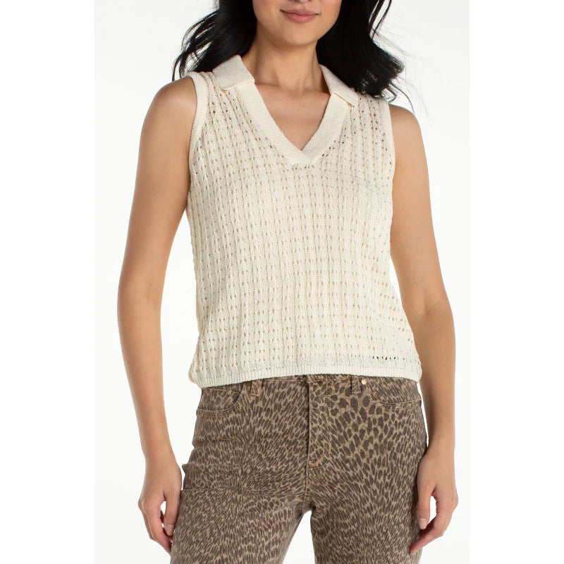 Sleeveless Johnny Collar Sweater