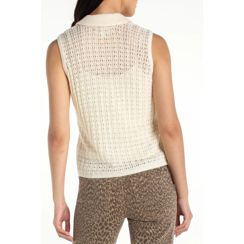 Sleeveless Johnny Collar Sweater