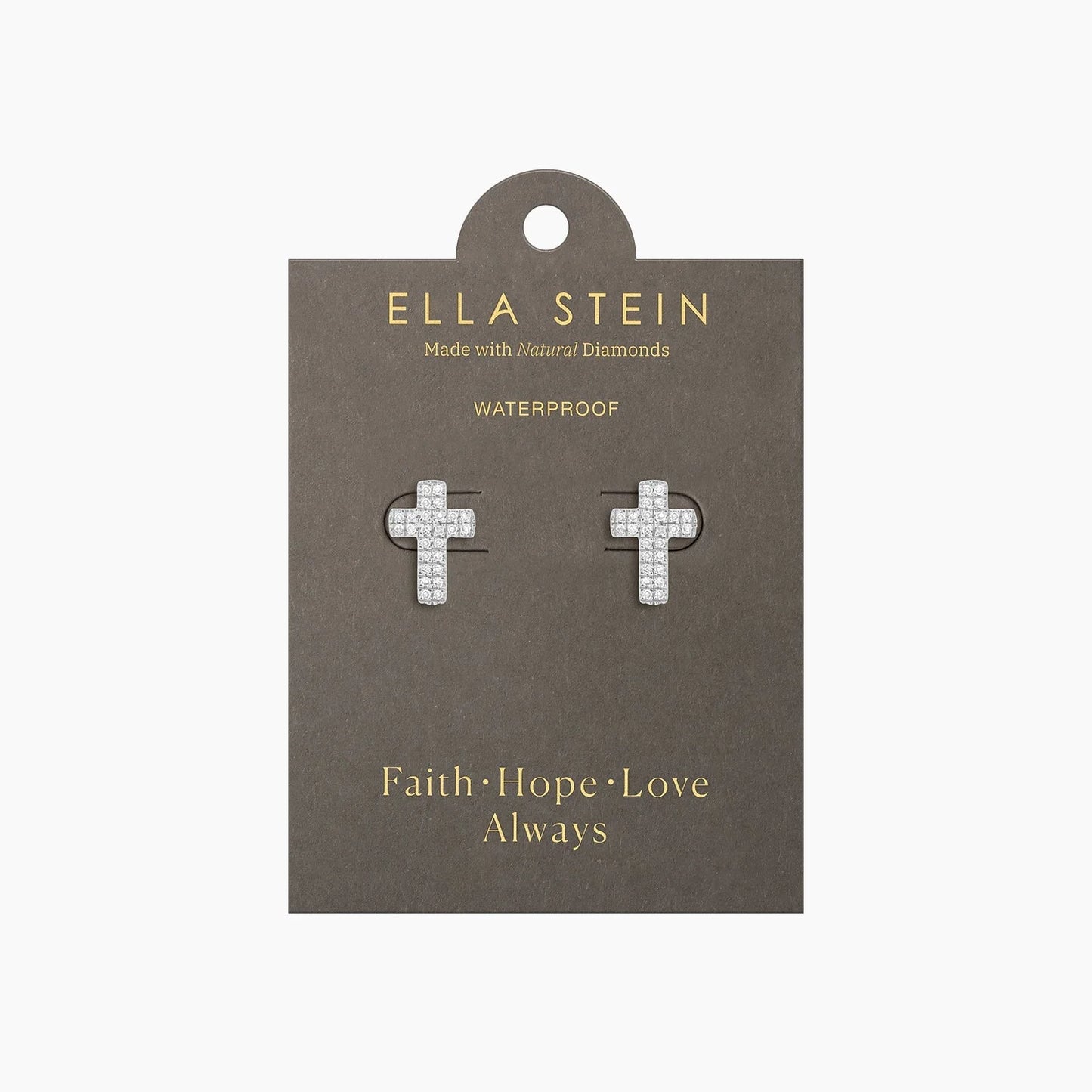 Waterproof Small Cross Stud Earrings Silver