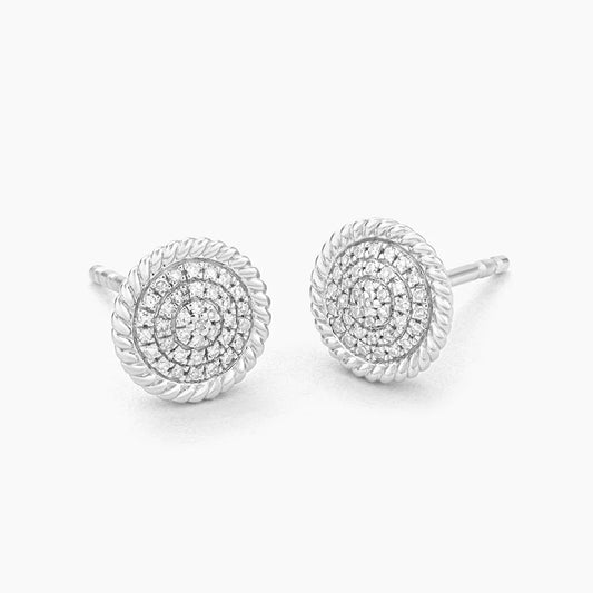 Waterproof Circle Rope Stud Earrings Silver