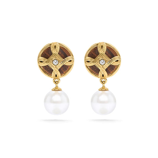 Monique Drop Earrings - Pearl/Teak